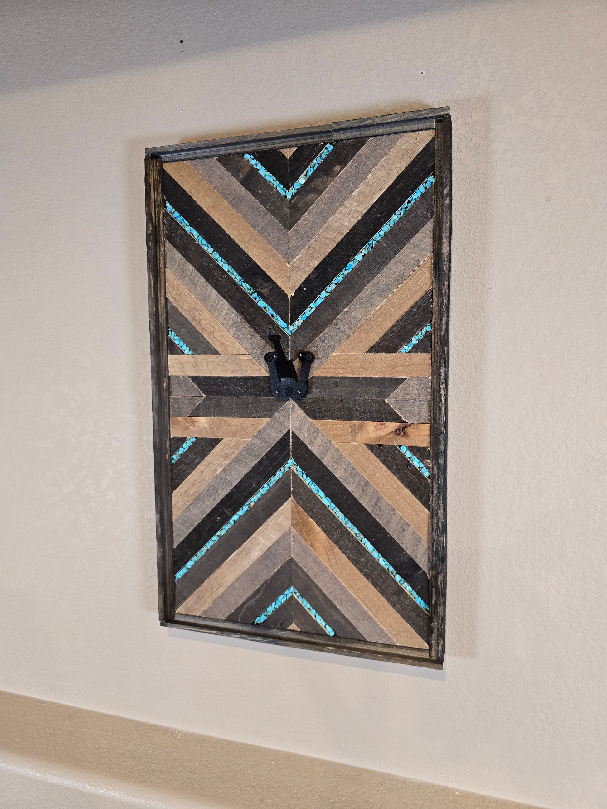 turquoise and wood inlay mosaic